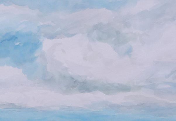 Detalle en acuarela del puerto de los Tornos en Cantabria