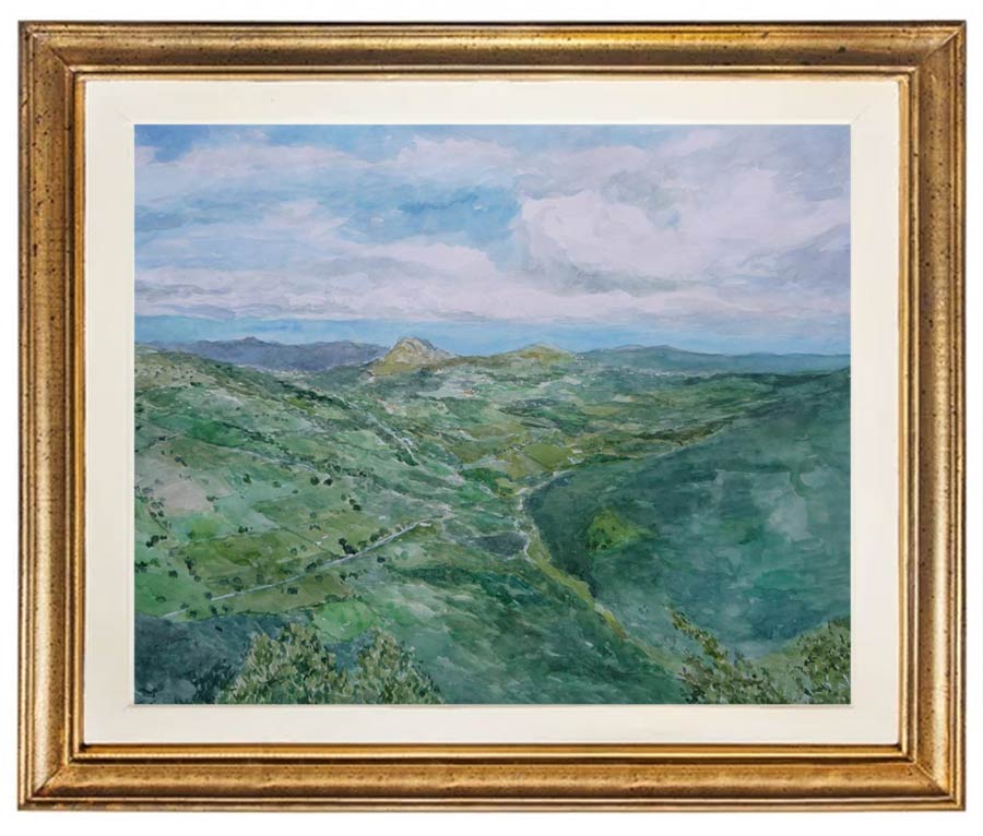 Cuadro en acuarela del puerto de los Tornos, Cantabria.