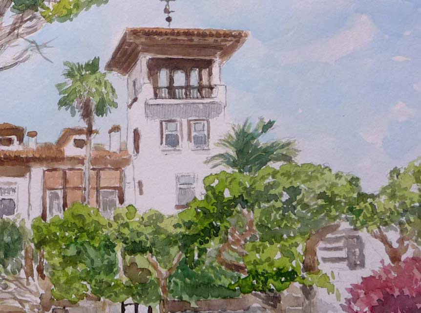 Detalle ampliado de la acuarela