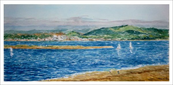 Acuarela de la bahía de Santander