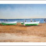 Barcas en la playa de la Malvarrosa
