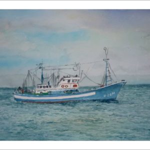Acuarela de un barco pesquero