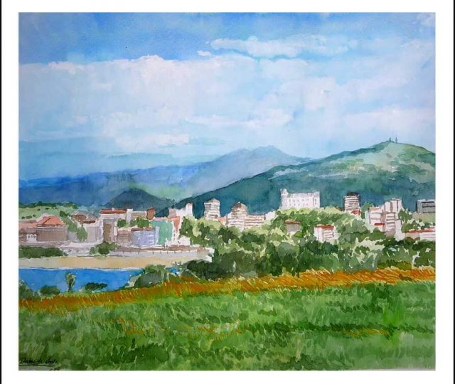 Acuarela de Santander desde Mataleñas