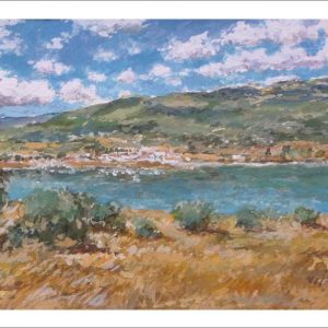 Acuarela de un paisaje del Valle del Lozoya, Madrid.