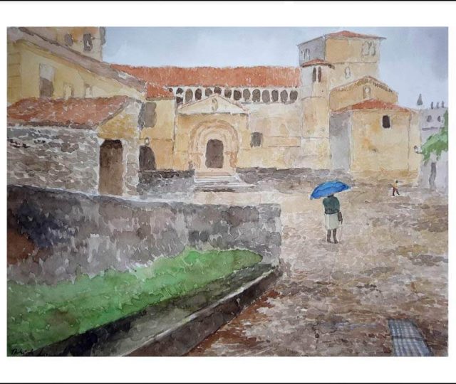 acuarela de Santillana del Mar
