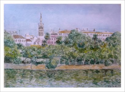 Acuarela de un paisaje de Sevilla
