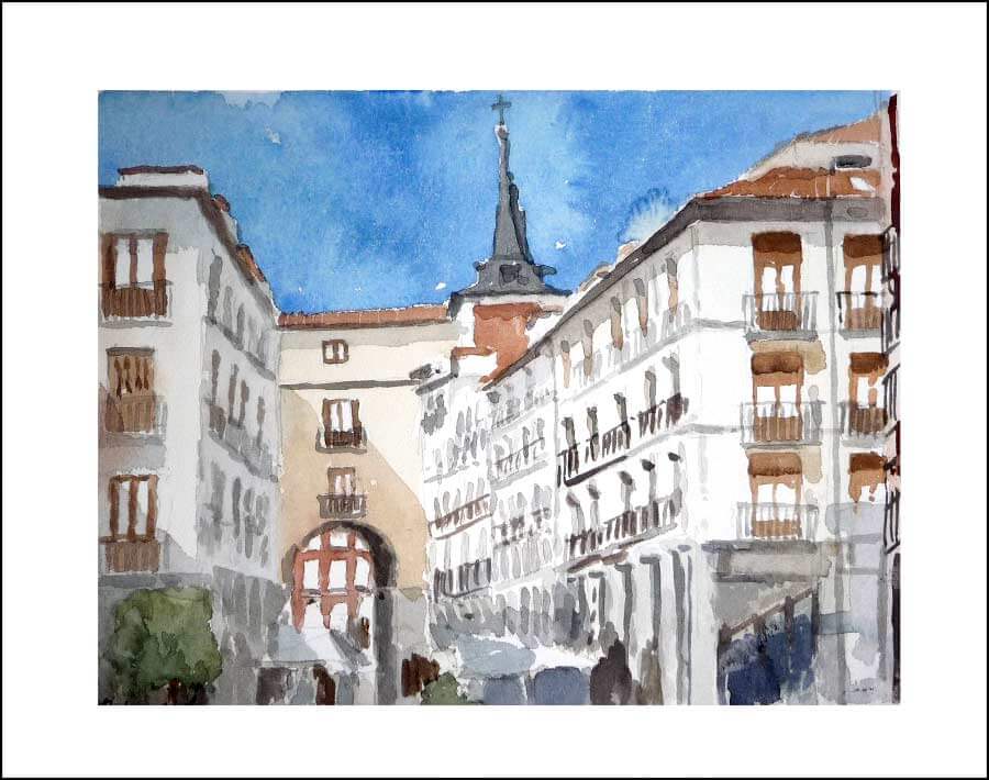 acuarela de la calle de Toledo en Madrid acuarela de la calle de Toledo en Madrid.