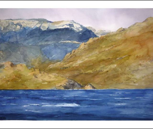 Cuadro del lago de Sanabria pintado en acuarela por Rubén de Luis