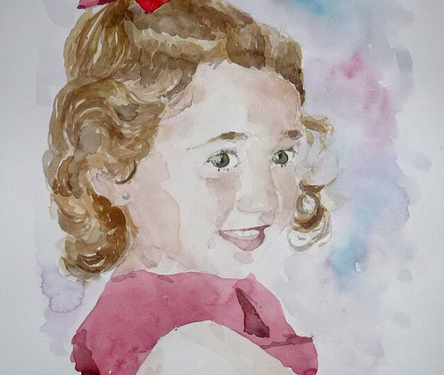 Retrato en acuarela de la niña Victoria