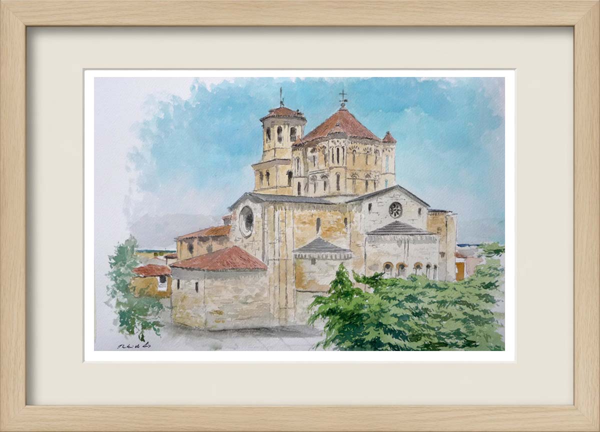 Cuadro en acuarela de la Colegiata de Toro, Zamora del pintor Rubén de Luis
