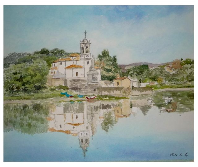 Acuarela de Niembro, Llanes, Asturias. Del pintor Rubén de Luis