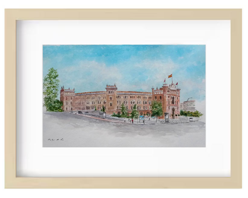 Cuadro en acuarela de la Plaza de Toros de las Ventas