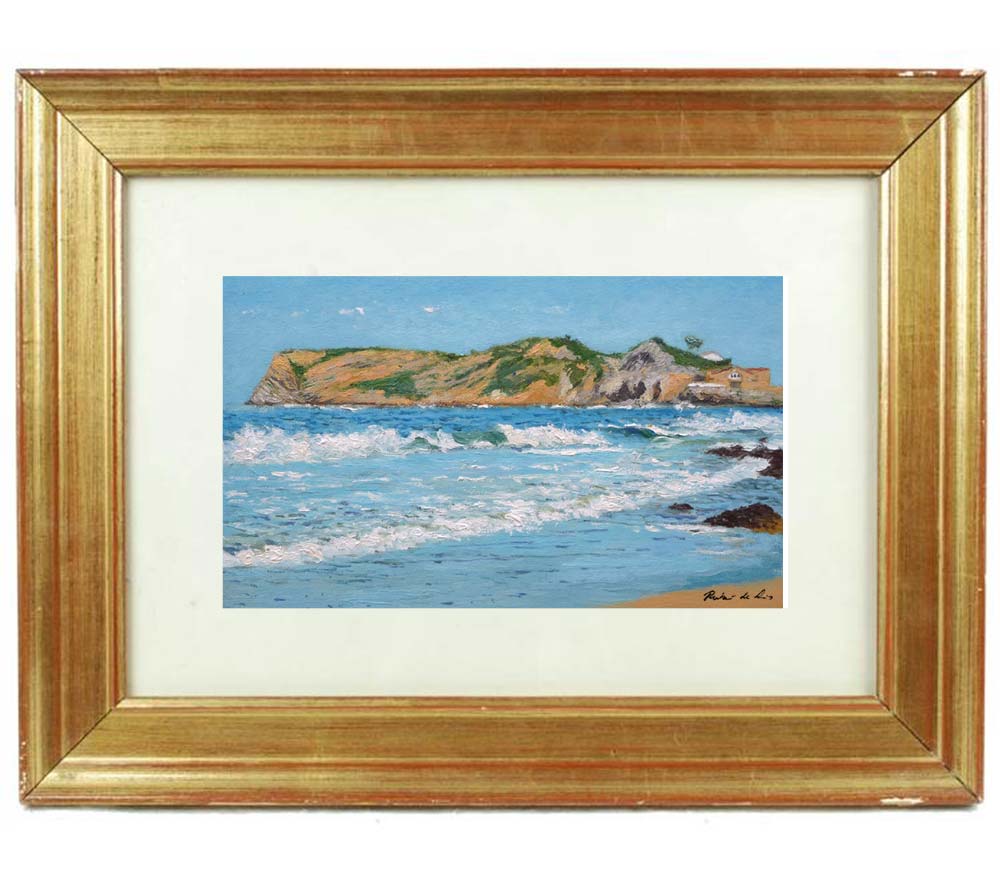 Cuadro al oleo de la playa de Comillas en Cantabria pintado por Rubén de Luis