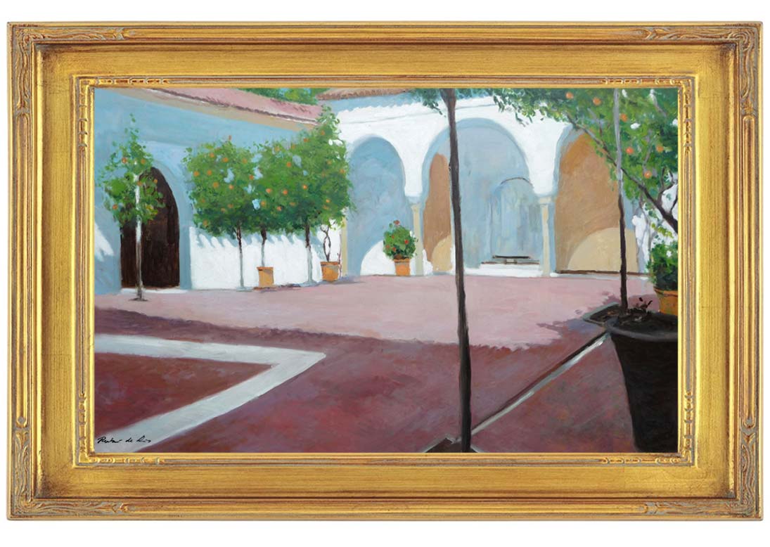 Cuadro al oleo de un patio de la Alcazaba de Málaga pintado por Rubén de Luis