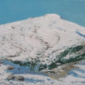 Cuadro al oleo de un paisaje de la Sierra de Guadarrama, Madrid. Una obra pintada por Rubén de Luis que tiene como protagonista el pico de La Najarra.