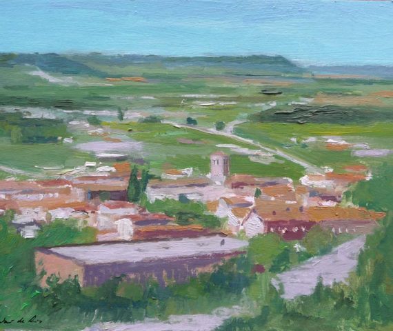 Cuadro al oleo de un paisaje de Portillo en Valladolid.
