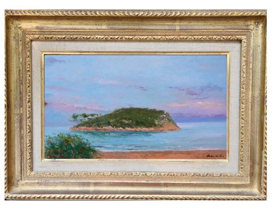 Cuadro al oleo de la isla de San Nicolás en Lekeitio