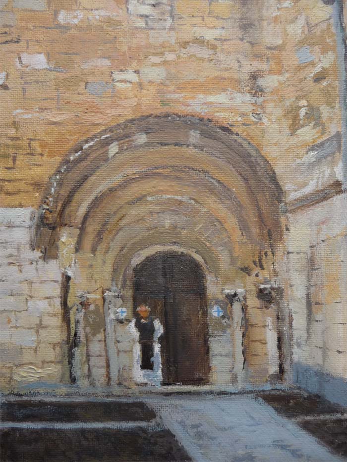 Detalle del cuadro al oleo del monasterio de la Trapa en Palencia