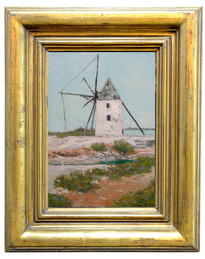 Cuadro al oleo del molino de Quintín en San Pedro del Pinatar del pintor Rubén de Luis