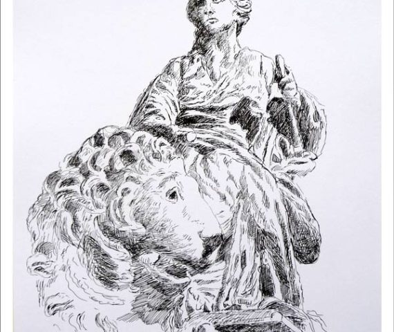 Dibujo de la fuente de Cibeles realizado por Rubén de Luis