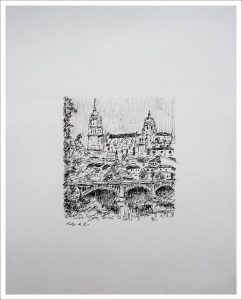 Dibujo de un paisaje de Salamanca