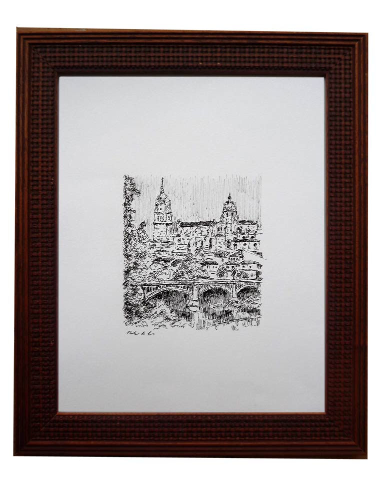 Dibujo de un paisaje de Salamanca del pintor Rubén de Luis