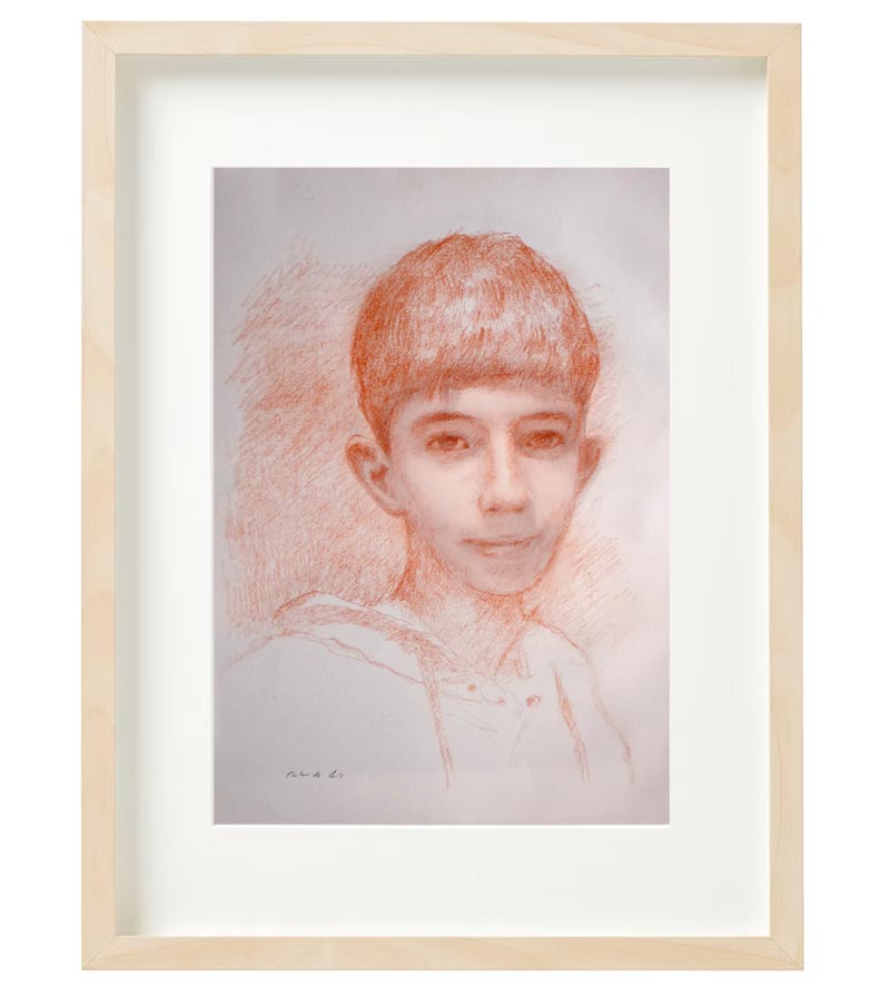 Cuadro de un retrato a sanguina realizado por Rubén de Luis Cuadro de un retrato a sanguina