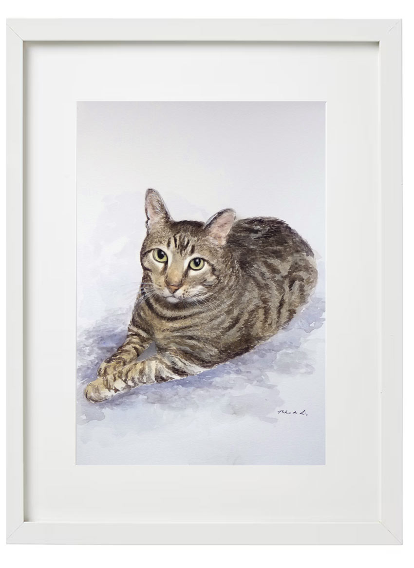 Retrato de un gato pintado por encargo a partir de una foto Cuadro de un retrato de un gato