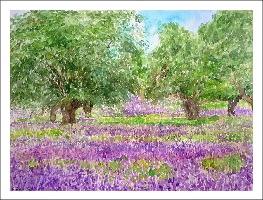 Acuarela de flores violétas y moradas | Rubén de Luis