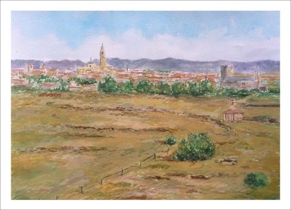 Acuarela de un paisaje de Segovia