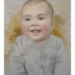 Retrato en acuarela de un bebé