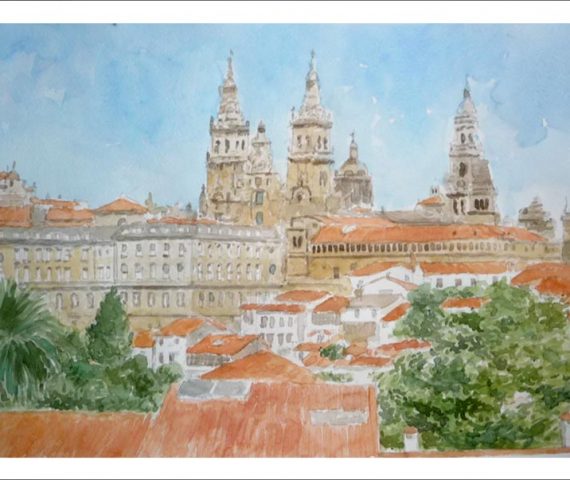 Acuarela de Santiago de Compostela