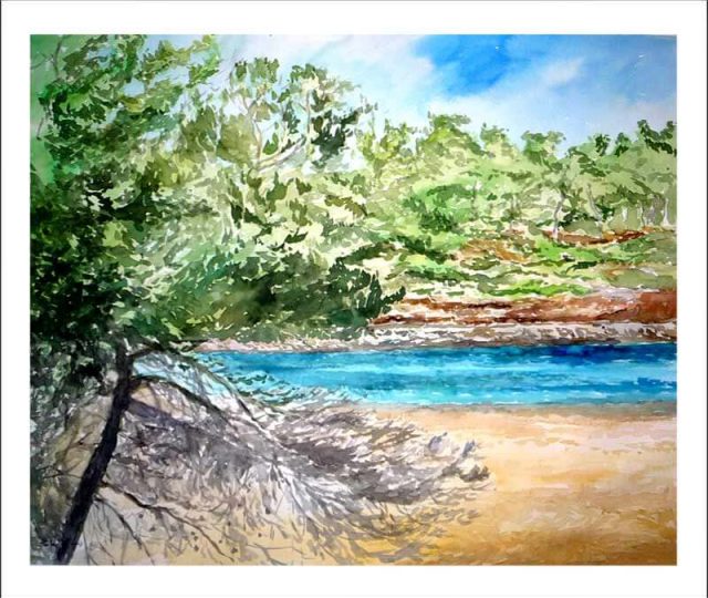 Cuadro de la cala de Samarador en Mallorca