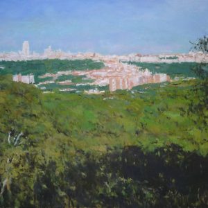 Cuadro al oleo de Madrid desde la Casa de Campo.