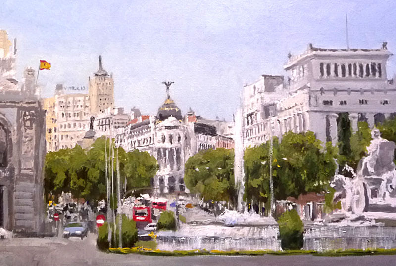 Cuadro al oleo de la Plaza de Cibeles