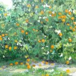 Cuadro al óleo de naranjos