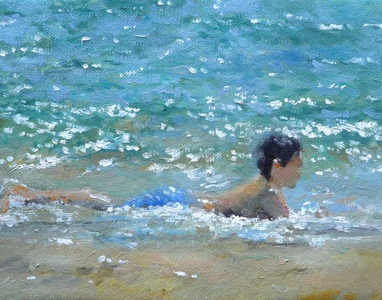 Cuadro al oleo de un niño en la orilla del mar Cuadro al oleo de un niño en la orilla del mar