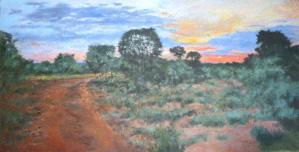 Paisaje al oleo del Valle de Alcudia, Ciudad Real.