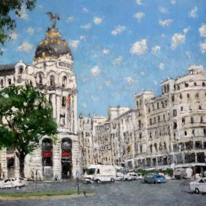 Cuadro al oleo de la Gran Vía de Madrid