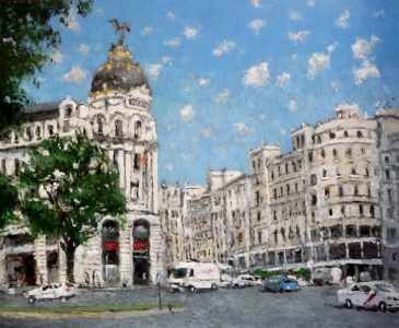 Cuadro al oleo de la Gran Vía de Madrid