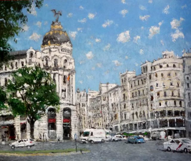 Cuadro al oleo de la Gran Vía de Madrid