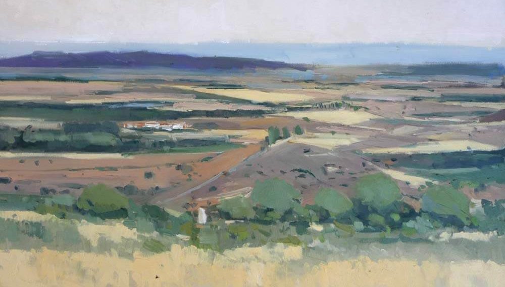 Cuadro al óleo de un paisaje Castellano