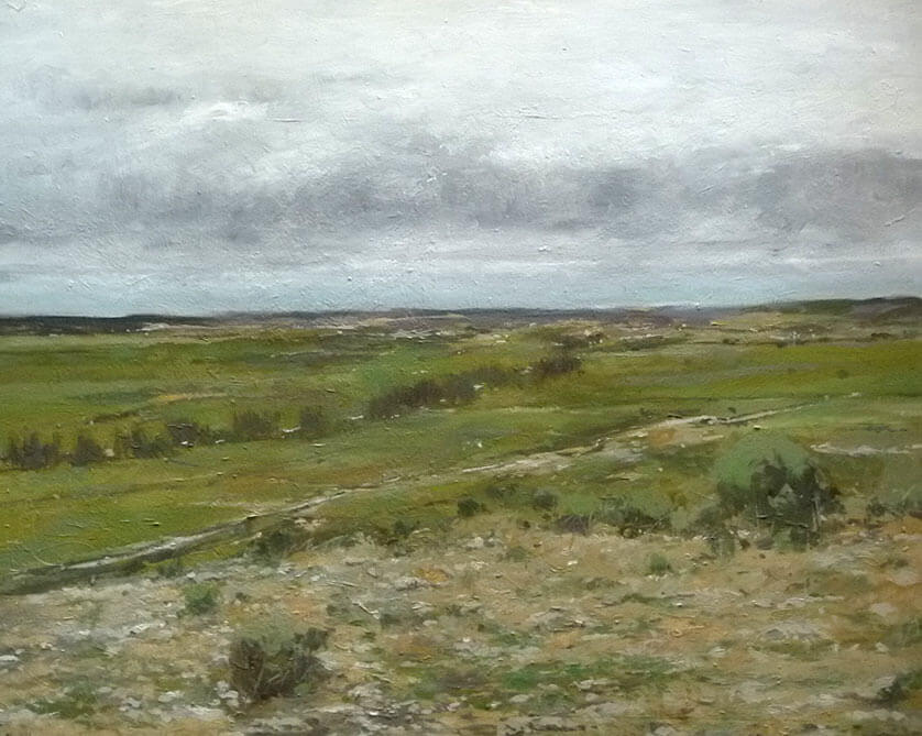 Paisaje al óleo de la ribera del Duero