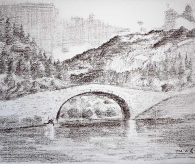 Dibujo del puente de Bujaruelo