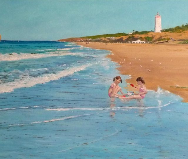 Cuadro al oleo de la playa de Matalascañas, Huelva