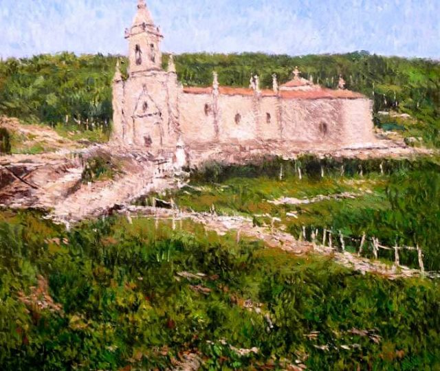 Paisaje de Orense. Cuadro al oleo de la iglesia de San Benito de Rabiño.