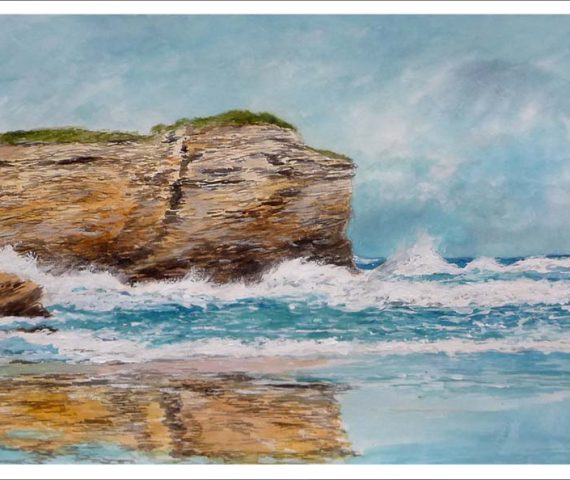 Acuarela de la playa de las Catedrales realizada por Rubén de Luis