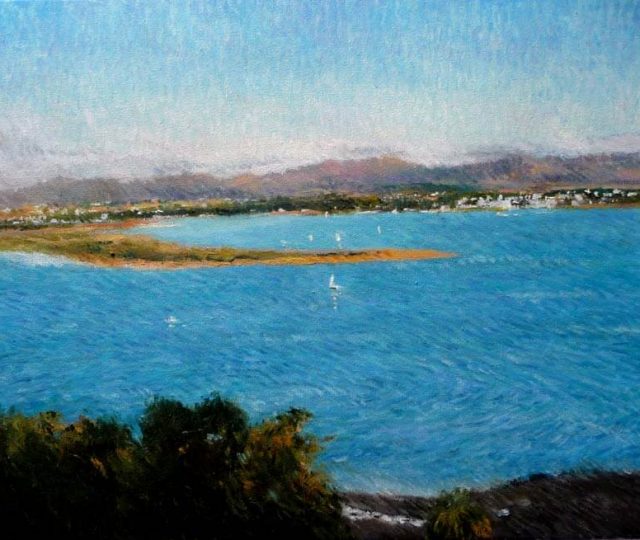 Cuadro al oleo de la bahía de Santander