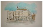 Acuarela de la Puerta del Sol de Madrid