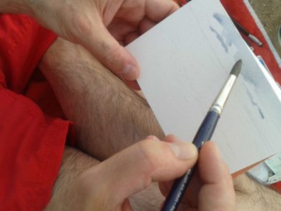 Pintando una pequeña acuarela